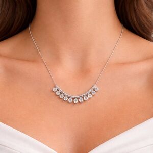 Silver Tone Necklace with Crystal Accent